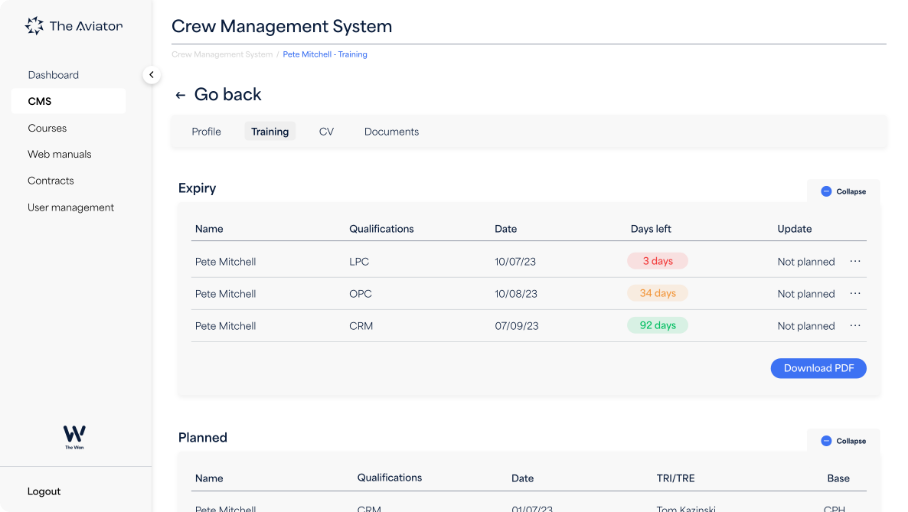 The Aviator Management System 